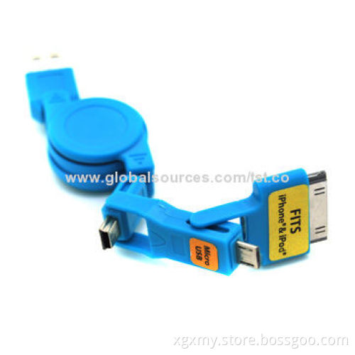 Multifunctional 3 in 1 charge cable for iPhone 4/4s/Mini USB/Micro USB